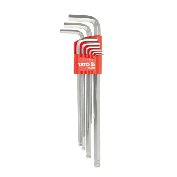 Набор угловых ключей HEX с шаром, 9 предметов YATO