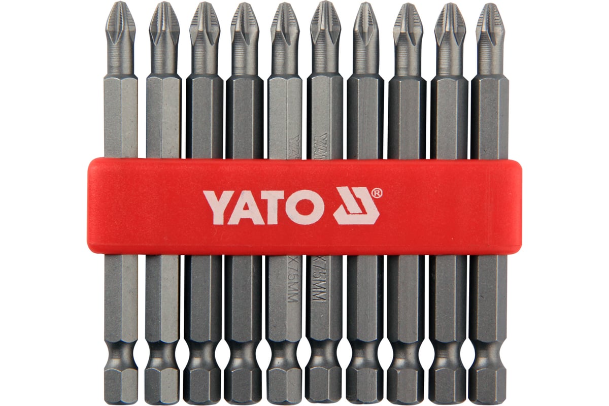 Набор бит 1/4" PH2 YATO, 10 штук в футляре
