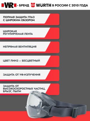 ОЧКИ ЗАЩИТНЫЕ ЗАКРЫТЫЕ 901 KN ПАНОРАМНЫЕ PRO