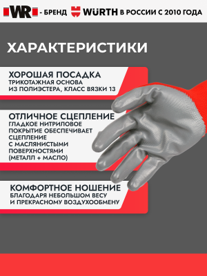 ПЕРЧАТКИ НИТРИЛ КРАСН./СЕР. Р.10   бывший арт. 0899403110