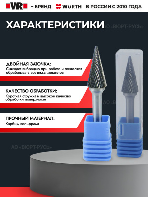 БОРФРЕЗА ТВЕРДОСПЛАВНАЯ ФОРМА M 12Х25Х6ММ