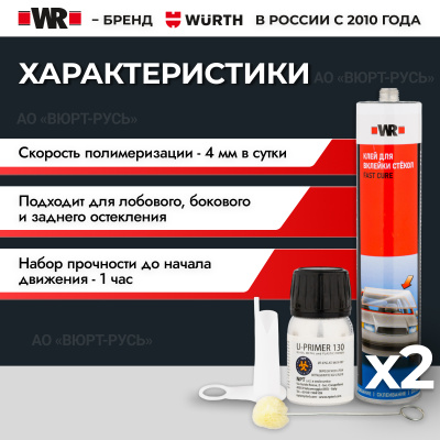 НАБОР ДЛЯ ВКЛЕЙКИ СТЕКОЛ WR FAST "2В1"