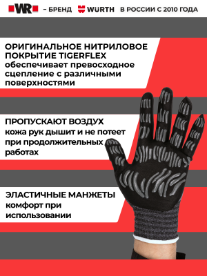ПЕРЧАТКИ НИТРИЛ TIGERFLEX PLUS Р.9   бывший арт. 0899411019