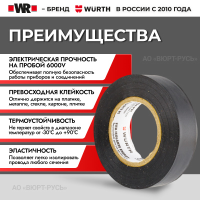 ИЗОЛЕНТА WR PVC BLACK 19MMX15MX0.13MM